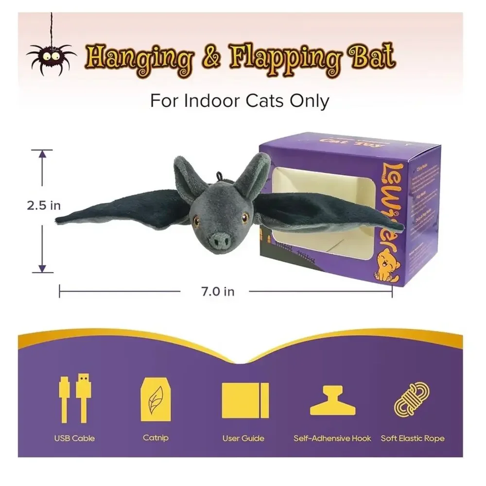 LEWISER Cat Toys, Flapping Wings Cute Bat, No Flying, Chirping Bird (C43)